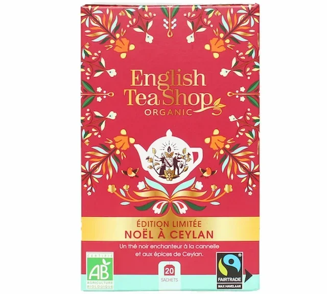 Organic &amp; Fairtrade Ceylon Christmas Black Tea - 20 sachets - FAIRTRADE - ENGLISH TEA SHOP