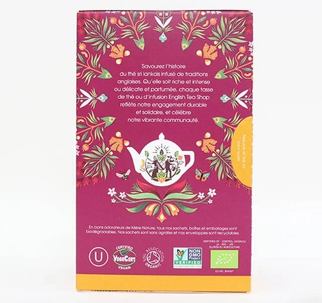 Organic Black Tea Ginger Peach - 20 Tea Bags - ENGLISH TEA SHOP