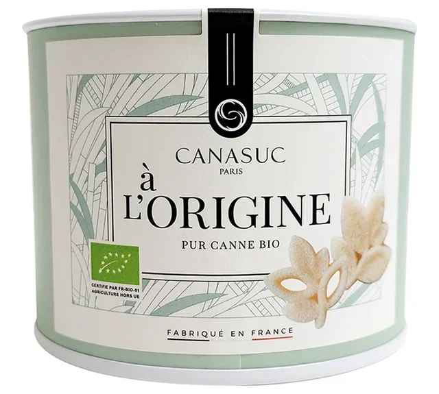 CANASUC Bio-Rohrzucker-Dose im Blumenstil – 72 Blatt-Zuckerwürfel