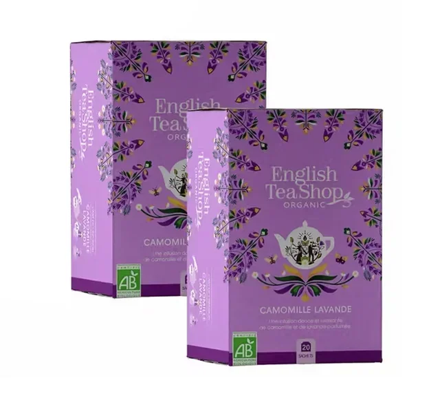 Embalagem de infusão de camomila e lavanda, biológica - 2 caixas de 20 saquinhos - ENGLISH TEA SHOP