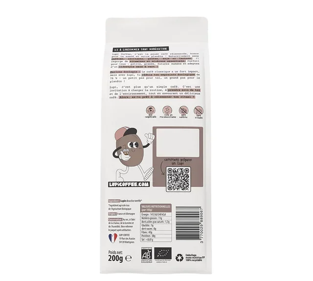 LUPI COFFEE – Βιολογικός αλεσμένος σκούρος καφές Lupin 200 γρ.