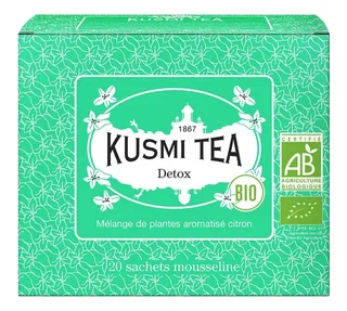 Organic Detox Green Tea &amp; Mate Blend - 20 Sachets - KUSMI TEA