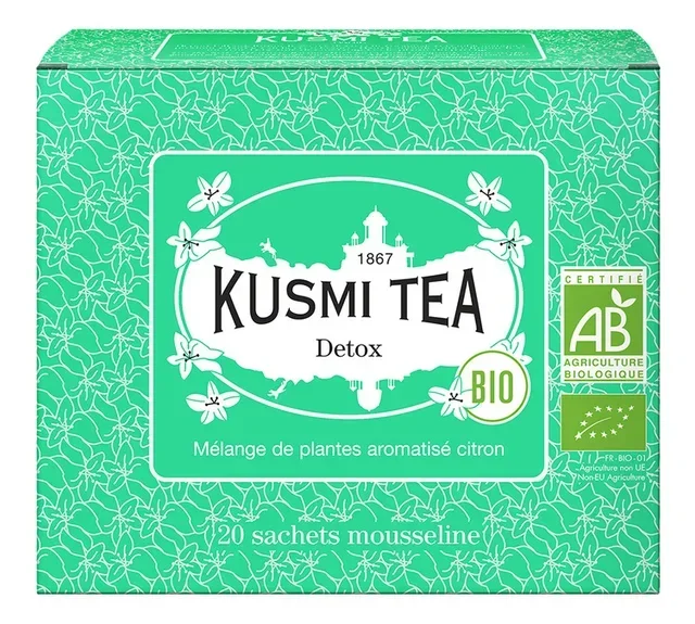 Organic Detox Green Tea &amp; Mate Blend - 20 Sachets - KUSMI TEA