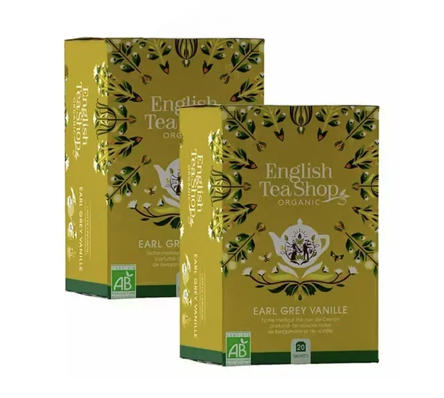 Embalagem de Chá Preto Earl Grey com Baunilha Bio – 2 x 20 sachês – ENGLISH TEA SHOP