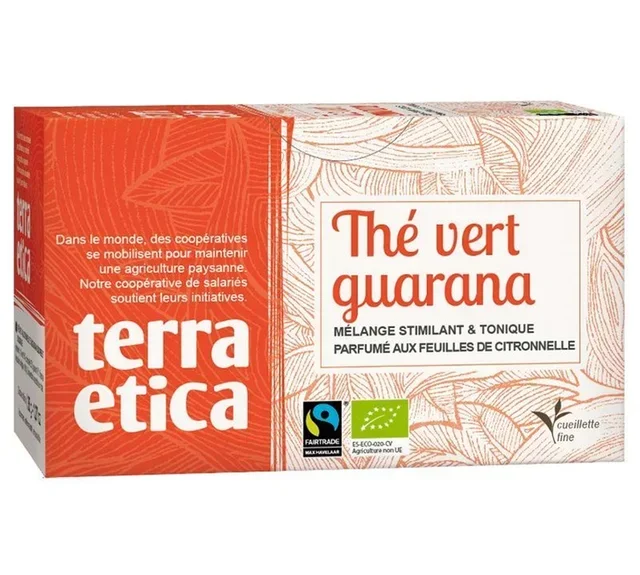 Bio Fairtrade Grüntee Guarana Zitronengras - 20 Beutel - Terra Etica