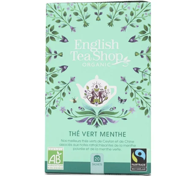 Chá Verde Hortelã Biológico Comércio Justo - 20 Saquetas - FAIRTRADE - ENGLISH TEA SHOP
