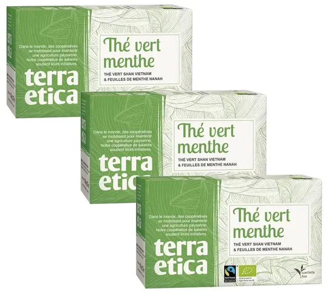 Organic Fair Trade Mint Green Tea Bundle - 3 x 20 bags - TERRA ETICA