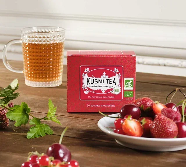 Organic Four Red Fruits Black Tea - 20 Bags - KUSMI TEA