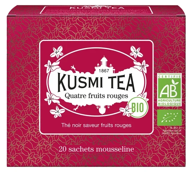 Organic Four Red Fruits Black Tea - 20 Bags - KUSMI TEA