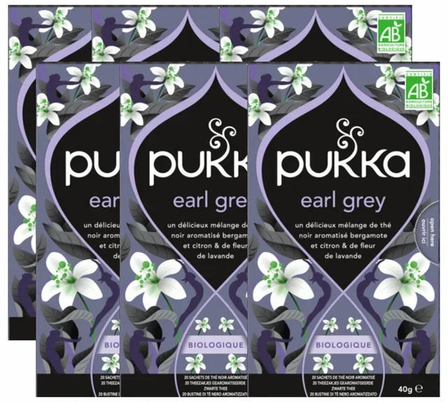 Ekologisk Gorgeous Earl Grey Svart Te - 6x20 Påsar - PUKKA Professionell