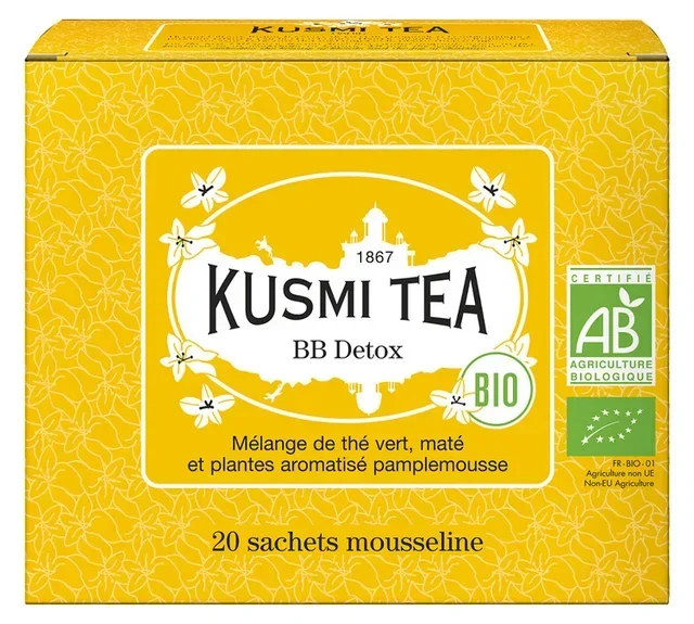 Organic Green Tea &amp; Mate BB Detox - 20 bags - KUSMI TEA
