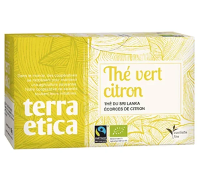 Organic Green Tea with Lemon - 20 Bags - Fair Trade | Terra Etica