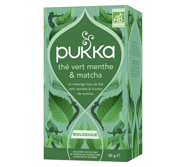 Organic Green Tea with Mint &amp; Matcha - 20 bags - PUKKA