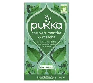 Organic Green Tea with Mint &amp; Matcha - 20 bags - PUKKA