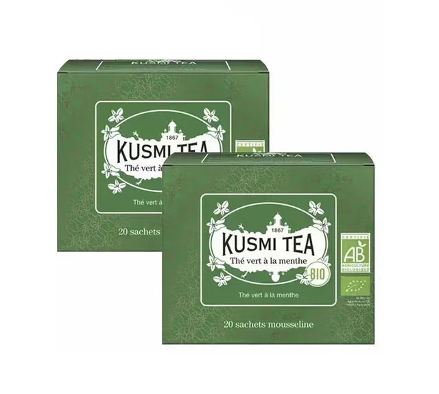 Confezione Tè Verde alla Menta Bio - 2 x 20 bustine - KUSMI TEA
