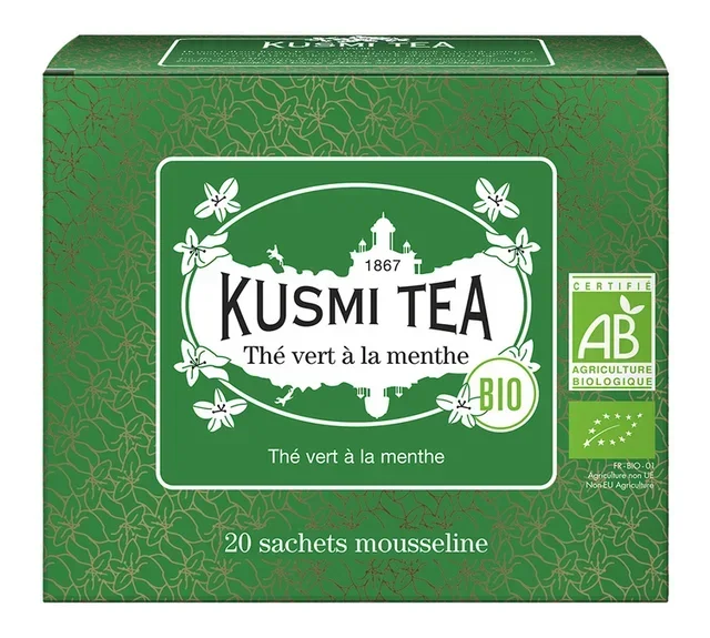 Organic Mint Green Tea - 20 Tea Bags - KUSMI TEA