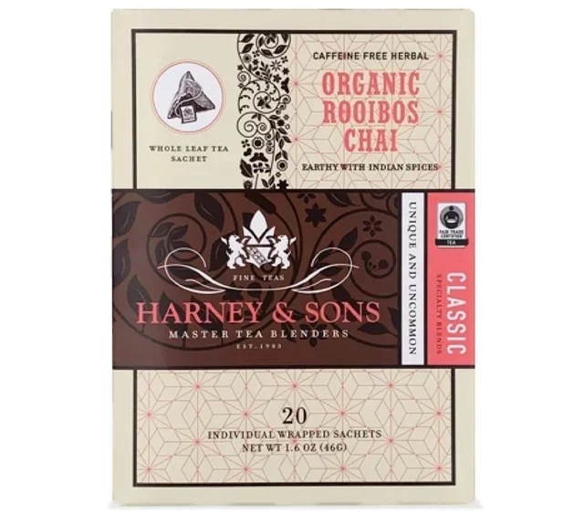 Luomu rooibos chai maustettu tee – 20 teepussia – HARNEY AND SONS