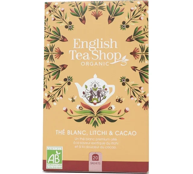 Chá Branco Biológico Lichia Cacau - 20 Saquetes - ENGLISH TEA SHOP