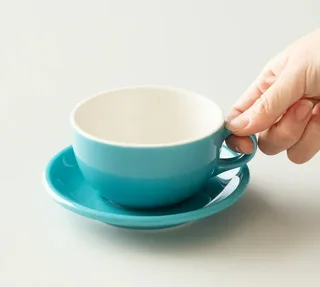 ORIGAMI Latte-Tassen Set Türkis - 3 Tassen mit Untertassen 25 cl