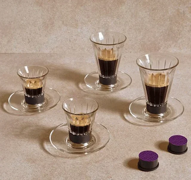 Set Copos Timeless Rise - 2 espressu čaše, 2 čaše za dugu kavu + 4 tanjurića - Delta Q