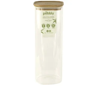 PEBBLY Square Storage Jar 2.2L – Glass &amp; Bamboo