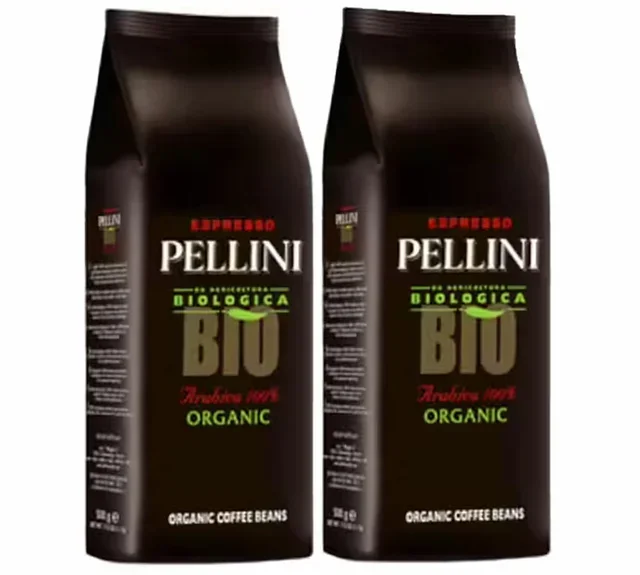 PELLINI Organic 100% Arabica Whole Bean Coffee - 2 x 500 g