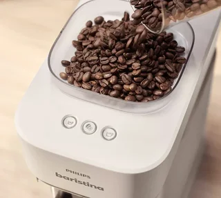 PHILIPS Baristina BAR300/03 white espresso machine with yellow portafilter