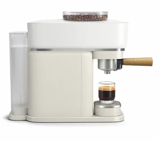 PHILIPS Baristina BAR302/20 espressomaskin med integrert kvern, premiummodell hvit, filterholder i tre.