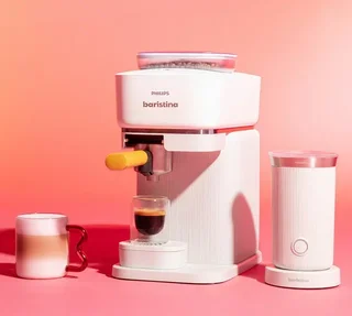 Maquina café automática PHILIPS Baristina BAR303/00 com moinho e espumador de leite - Branco