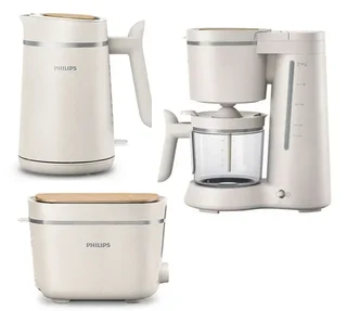 Philips Eco Conscious Breakfast Bundle: Electric Kettle + Drip Coffee Maker + 2-Slice Toaster