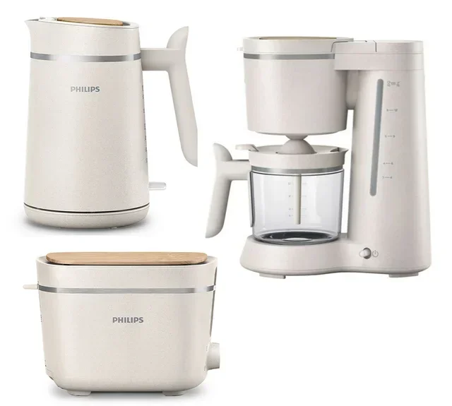 Philips Eco Conscious Breakfast Bundle: Electric Kettle + Drip Coffee Maker + 2-Slice Toaster