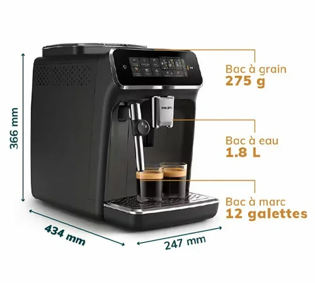 Macchina da caffè espresso PHILIPS SilentBrew EP3321/40, nero lucido