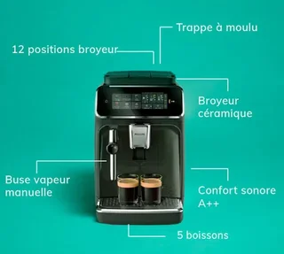 Macchina da caffè espresso PHILIPS SilentBrew EP3321/40, nero lucido