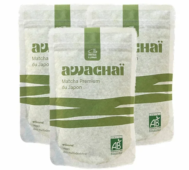 Premium Handgemachter Bio-Matcha aus Japan - Großpackung 3 x 100 g - AWACHAÏ