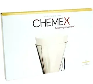 Filtros Chemex Brancos Profissionais - Caixa 100 unidades 1-3 chávenas