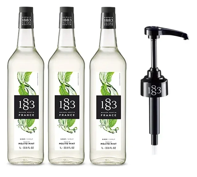 Pack Profesional 3 Jarabes Mojito Menta Sin Alcohol - 1883 ROUTIN - 3x1L + Dosificador