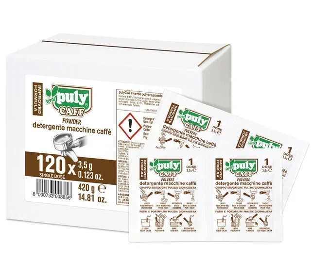 PULY CAFF VERDE ® Powder - Espresso Machine Cleaner - Green Power - 120 Sachets x 3.5g