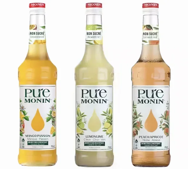 Pure by Monin – три концентрована сирупа од воћа – манго, лимун, бресква – 3 x 70 цл.