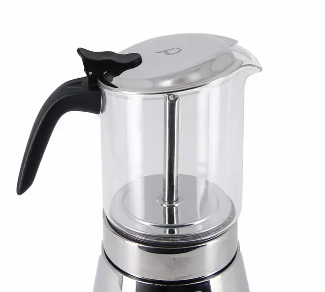 Kiara Kaffeemaschine PYLANO aus Edelstahl und Glas für 9 Tassen