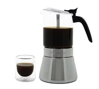 Kiara Kaffeemaschine PYLANO aus Edelstahl und Glas für 9 Tassen