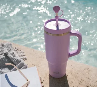 QWETCH isolerende reiseflaske med sugerør - 90 cl, lavendelfarget