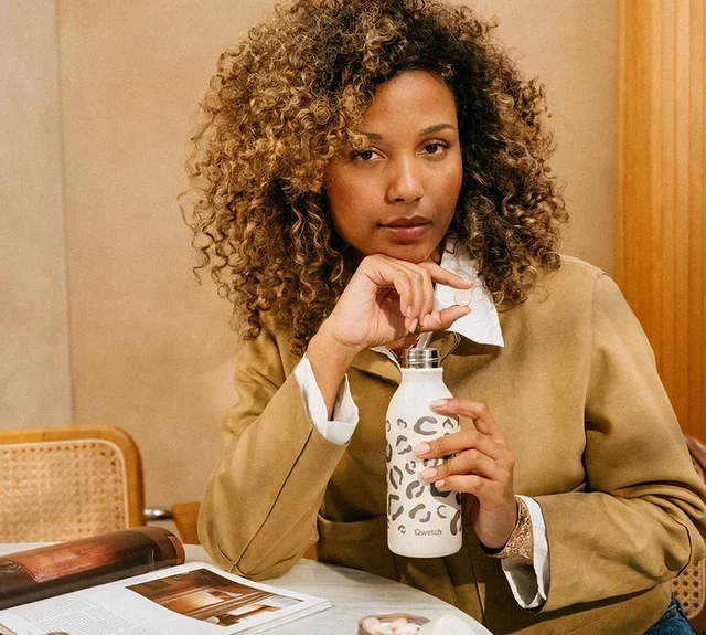 Gourde isotherme QWETCH Icon léopard sable - 50 cl