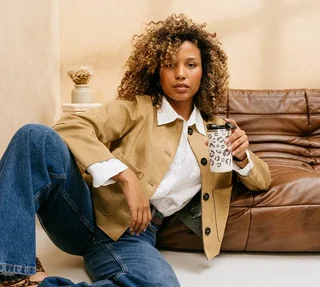 QWETCH termokopp 35 cl - Sandfarget leopardmønster