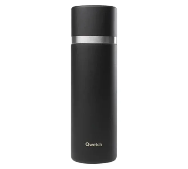 QWETCH RVS Thermosfles Mat Zwart 75 cl - Drinkbeker Dop