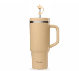 QWETCH Isoleerbeker 90cl Abrikoos - Geïntegreerd RVS Rietje