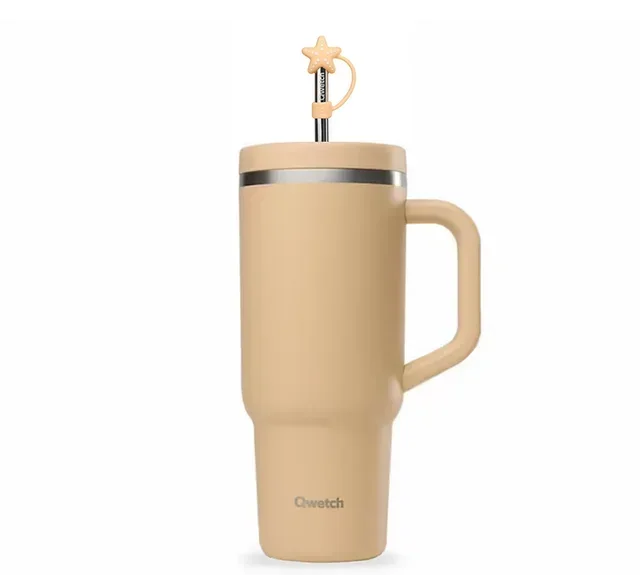 Vaso Térmico QWETCH 90cl Albaricoque - Pajita Acero Integrada