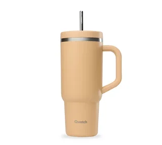 QWETCH Travel cup apricot insulated tumbler with straw 90 cl