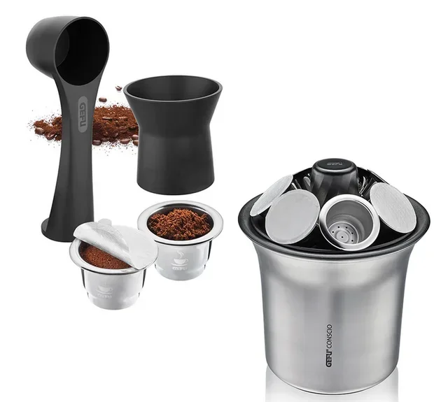 Set capsule ricaricabili compatibili Nespresso* Original + contenitore fondi Conscio - GEFU