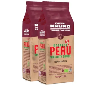 Respect Perù Bio Whole Bean Coffee CAFFÈ MAURO - 2 x 1 kg Pack