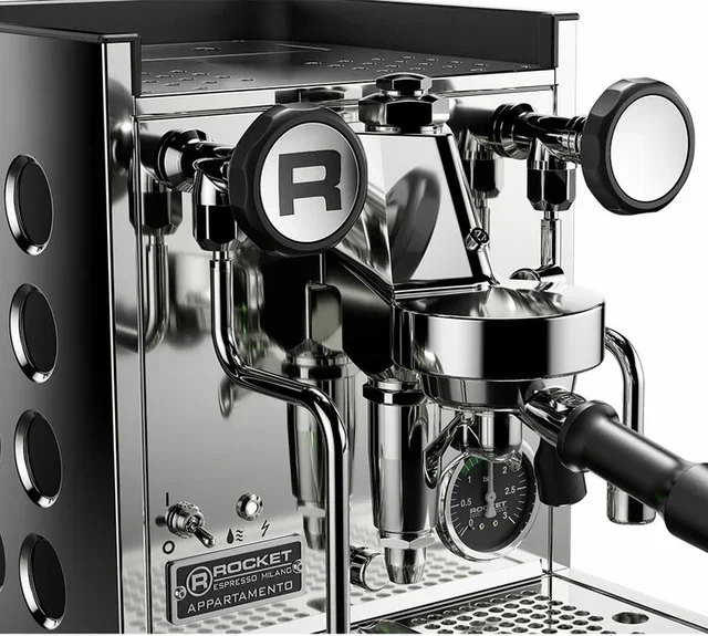 ROCKET ESPRESSO Appartamento TCA espressokone ruostumaton teräs ja musta väri